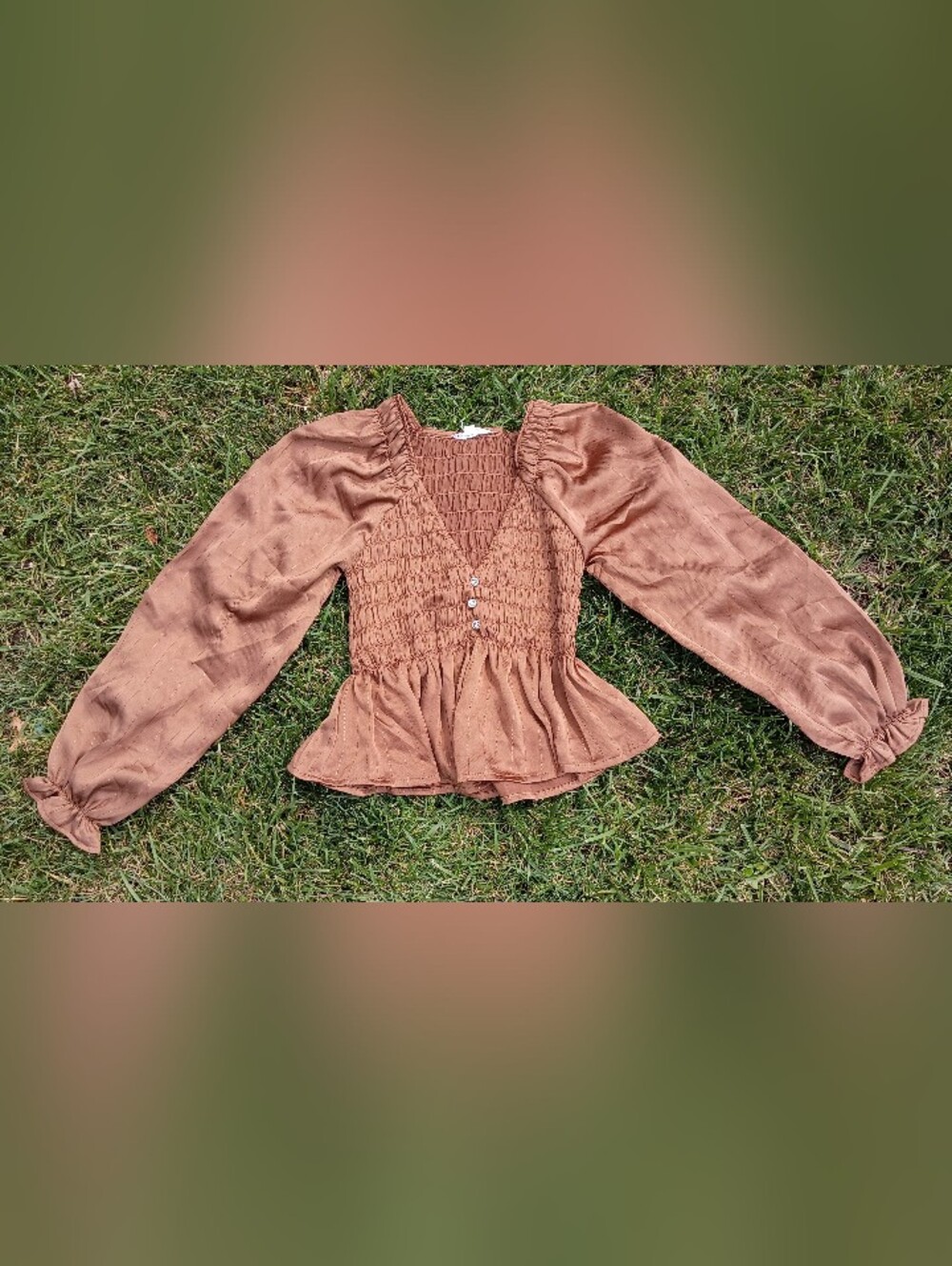 Romantic Prairie Peplum Blouse Small Puff Sleeve Cottagecore Fairy Top Sparkly